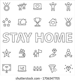 Set of Success Related Vector Line Icon. Contains such Icons as Cup, Ribbon, Star, Winner, Reward and more.Editable Stroke. 32x32 Pixels
