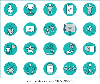 Set of Success Related Vector Line Icon. Contains such Icons as Cup, Ribbon, Star, Winner, Reward and more.Editable Stroke. 32x32 Pixel Perfect.