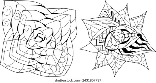 Set of Succulents houseplant for coloring. Print shape home plant urban tropical jungle decor.