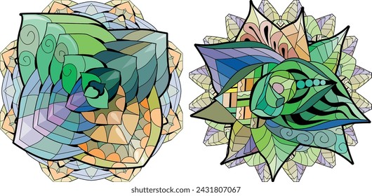 Set of Succulents houseplant on mandala. Print shape home plant urban tropical jungle decor.