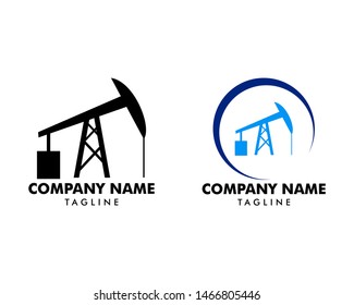 Set of Sucker rod pump icon logo for oil and gas industry