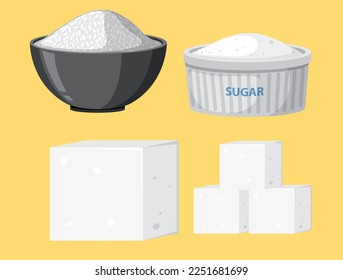 Set of sugar in differnt form illustration