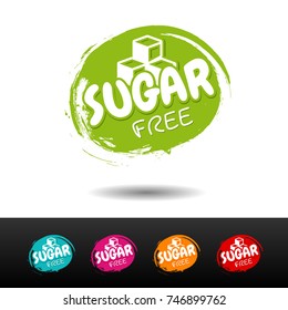 Set of Sugar free badges. Vector hand drawn labels. 