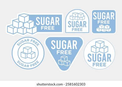 set of Sugar Free Labels, vector design sticker label food industry