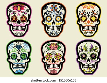 set of sugar skull collection