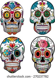 Set of Sugar Skulls Vector