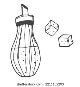 Conjunto de ilustraciones vectoriales de azúcar con estilo dibujado a mano en blanco y negro aislado en fondo blanco