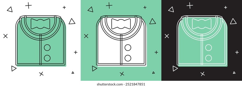 Set Suit icon isolated on white and green, black background. Tuxedo. Wedding suits with necktie.  Vector