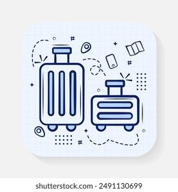Set of suitcase hand drawn icons in Doodle style