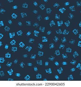 Set Suitcase, Helicopter, Plane crash and  on seamless pattern. Vector