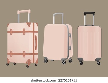 set of suitcase illustration with different design