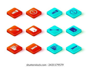 Set Suitcase, Lighthouse, Paddle, Wallet, Location with SOS and Sunscreen cream in tube icon. Vector