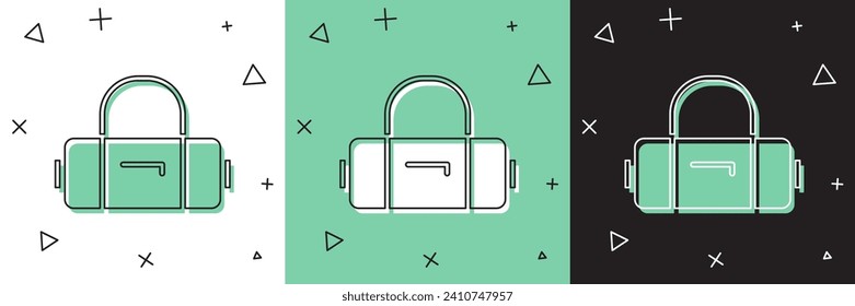 Set Suitcase for travel icon isolated on white and green, black background. Traveling baggage sign. Travel luggage icon.  Vector Illustration