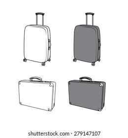 Set of Suitcases  for design and scrapbook in vector