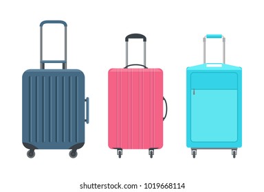 Set of suitcases. Flat design. Vector illustration.