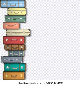 Set of suitcases on transparent background. Vector illustration 