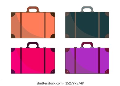 Set of suitcases retro different colors for men and women