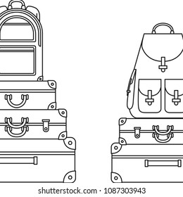 set suitcases styles icons