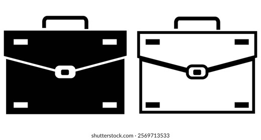Set of suitcases with tags icons. Luggage baggage outline icons and black silhouettes. Travel concept icon sheet. Suitcase icon set. Baggage, travel suitcase symbol. Luggage, bag icon set. Eps 10