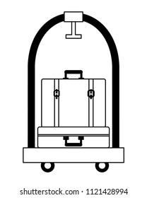 set suitcases travel and cart hotel isolated icon