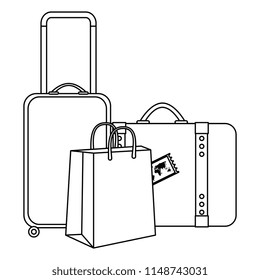 set suitcases travel icons