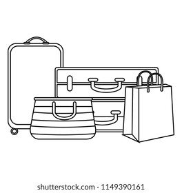 set suitcases travel icons