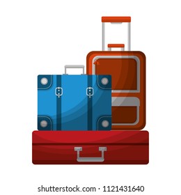 set suitcases travel tourism icon