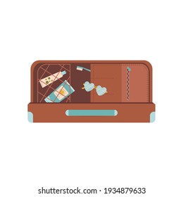 Set of suitcases for vacation and travel. Summer items for the tourist. Different luggage icons.. Vector illustration