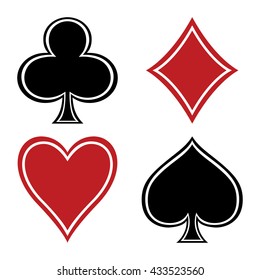 Set with suits of playing cards. Club, diamond, spade, heart.