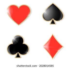 Set of suits of playing cards: spades, clubs, hearts and diamonds