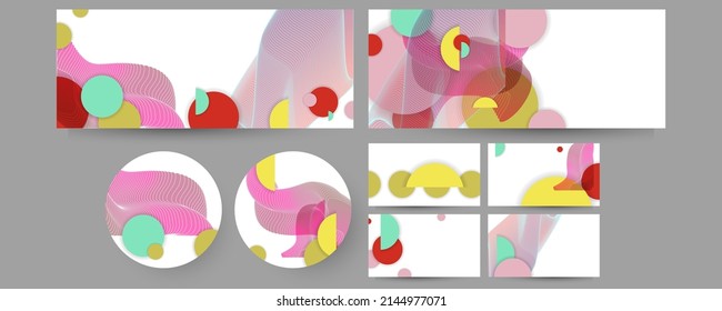 Set Summer Abstract set summer background universal art web header template. Collage made Vector design Eps 10