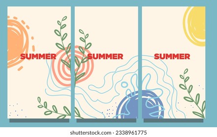 set of summer abstract retro style. abstract style painting vector illustration