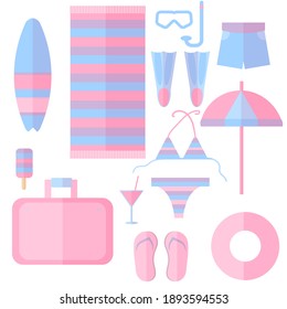 Set of summer accesories. Vector