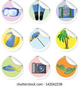 Set of summer activity stickers - vector