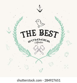 Set of summer adventure camp text and badges 