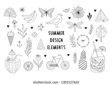 Set of summer adventure illustration.