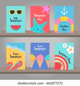 Set of summer background for greeting card, poster, banner, invitation card, backdrop and template design. Vector illustration