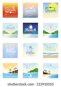 a set of summer backgrounds with text and beautiful views