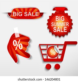 Set of summer  badges, labels, stickers and ribbons with word sale