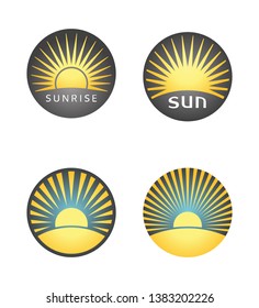 Set of summer badges with sun