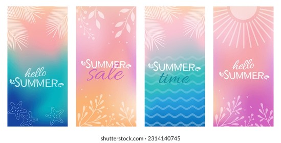 Set of summer banners and backgrounds. Vector Illustration.