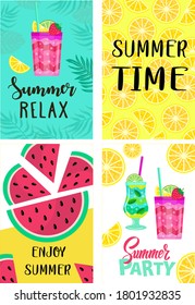 conjunto de pancartas de verano. ilustración vectorial para publicidad, fiestas, sitios, ventas
