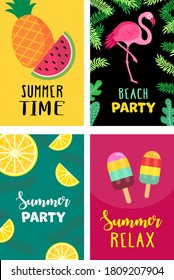 Set von Sommerbannern. Vektorgrafik für Werbung, Partys, Websites, Verkäufe