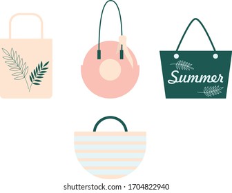 Set of summer beach bags