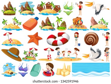Set of summer beach collection illustration