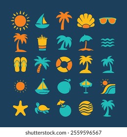 set of summer beach design element