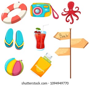 A Set of Summer Beach Element illustration