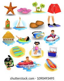 set of summer beach and holiday icons