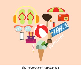 set summer beach icons