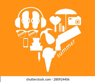 set summer beach icons